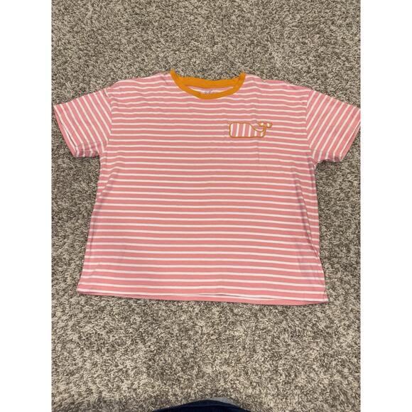 Girl’s Vineyard Vines Boxy Whale Patch Pink & Blue Striped T-Shirt Size 14 READ - Picture 2 of 11
